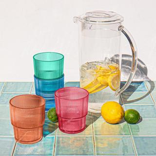 Ribbed Acrylic 5-Piece Assorted Glass & Pitcher Set