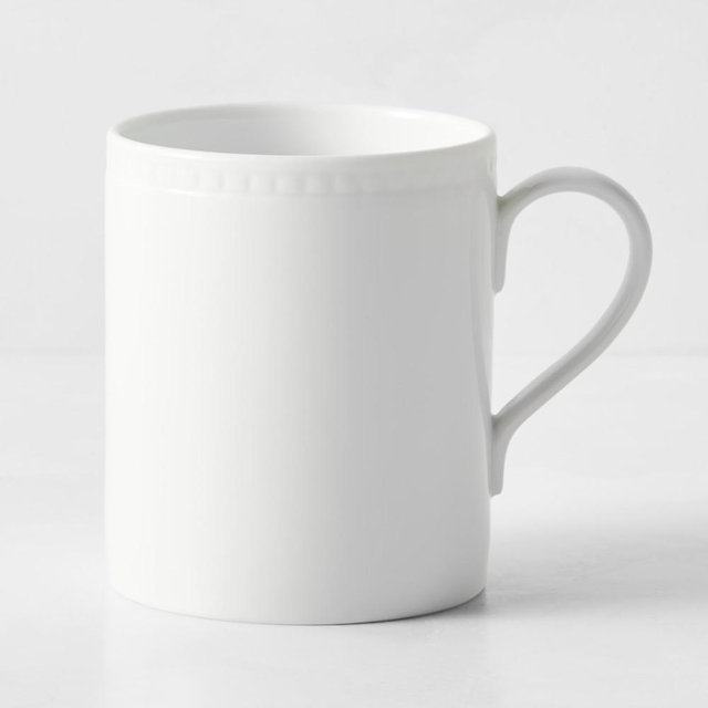 Apilco Beaded Hemstitch Porcelain Mugs, Set of 8