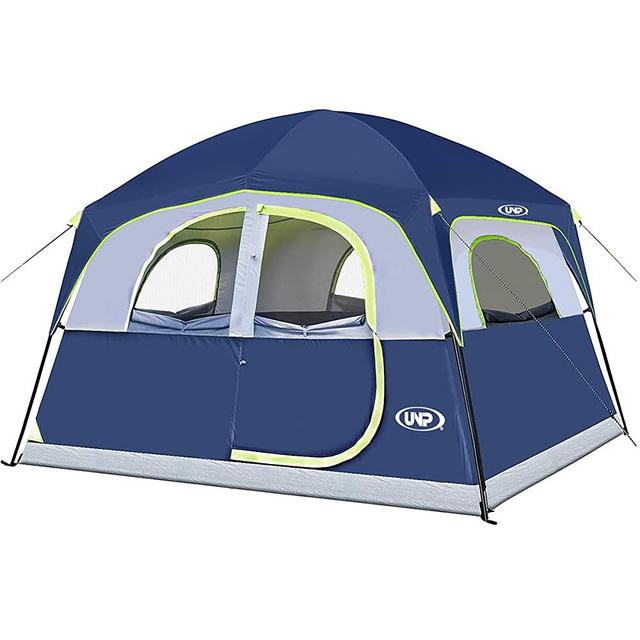 UNP Tents 6 Person Waterproof Windproof Easy Setup,Double Layer Family Camping Tent with 1 Mesh Door & 5 Large Mesh Windows -10'X9'X78in(H)
