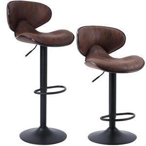 SUPERJARE Bar Stools with Back, Adjustable Swivel Barstool Chairs, Set of 2, Brown