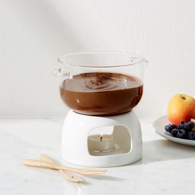 Glass and Ceramic Fondue Set
