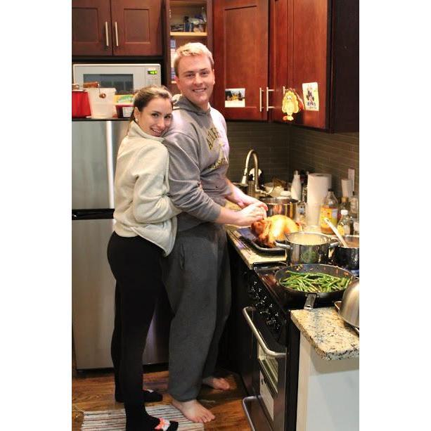 Making our first T-giving turkey together in our cozy NYC kitchen