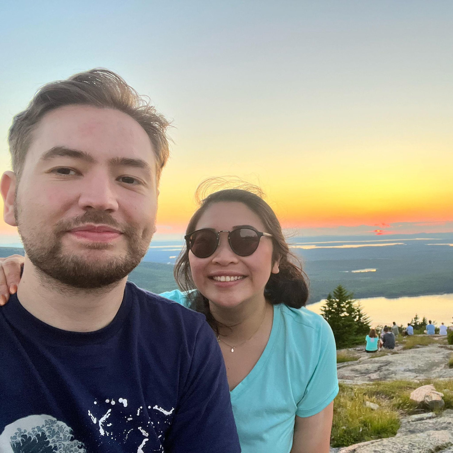Caught the prettiest sunset on Cadillac Mountain at Acadia National Park!!!