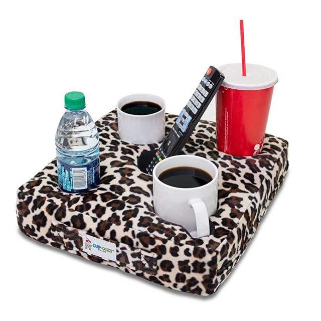Cup Cozy Deluxe Pillow (Cheetah) As Seen on TV -The world's BEST cup holder! Keep your drinks close and prevent spills. Use it anywhere-Couch, floor, bed, man cave, car, RV, park, beach and more!