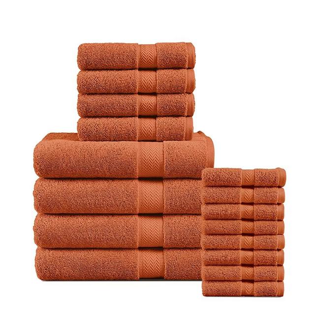 16 Piece Bath Towels - 100% Cotton Towels for Bathroom, Premium Quality Hotel Towels, Highly Absorbent Bathroom Towel Set, Super Soft, 4 Bath Towels, 4 Hand Towels, and 8 Wash Cloths - Rust