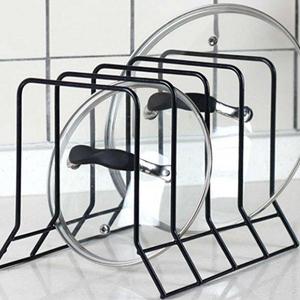 Kitchen Bakeware Pot Lid Rack Holder Organizer (Black)