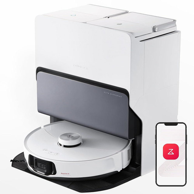 roborock S8 MaxV Ultra Robot Vacuum & Sonic Mop, 10000 Pa Suction, Corner to Edge Deep Cleaning, Hot Air Self-Drying, Auto Empty & Refill, Detergent Dispenser, Obstacle Avoidance,White