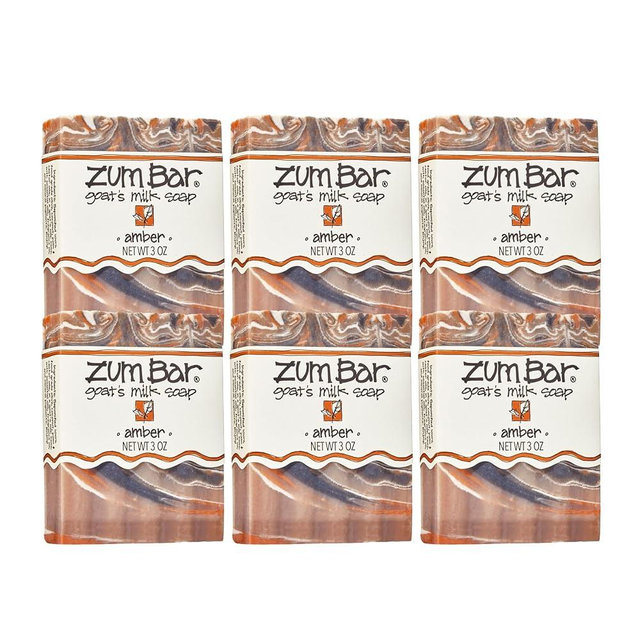 Zum Indigo Wild Goat's Milk Soap Bar - Bar Soap for Hands & Body Made with Essential Oils - 3 oz - Amber (6 Pack)