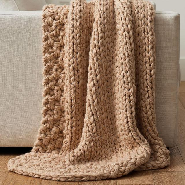 Ellsworth Chunky Throw, 44" x 56", Warm Oatmeal