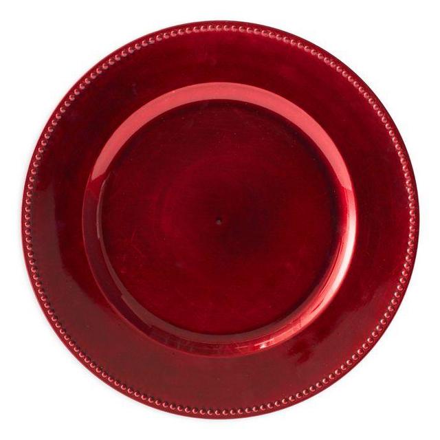 Beaded Charger Plates in Red (Set of 6)