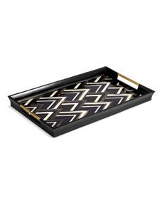 L'Objet Large Deco Chevron Tray, Black