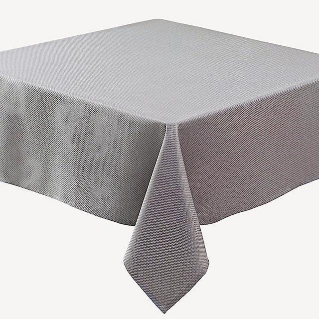 Biscaynebay Textured Fabric Tablecloths 60" X 60" Square, Silver Grey Water Resistant Tablecloths for Dining, Kitchen, Wedding & Parties, etc. Machine Washable