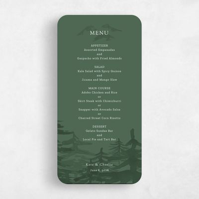 Green Rounded Wedding Menu - Camden