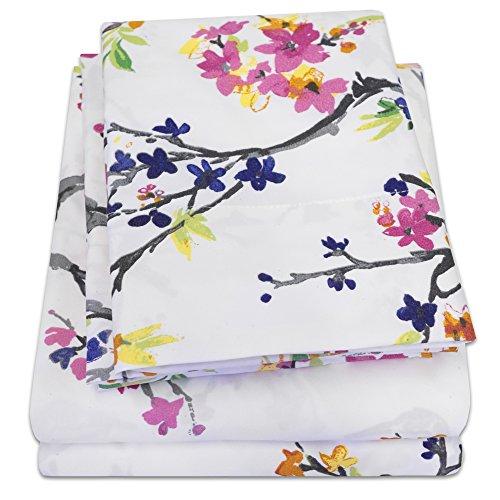1500 Supreme Collection Extra Soft Botanical Bright Whimsical Watercolor Pattern Sheet Set, Queen - Luxury Bed Sheets Set with Deep Pocket Wrinkle Free Hypoallergenic Bedding, Printed Pattern, Queen