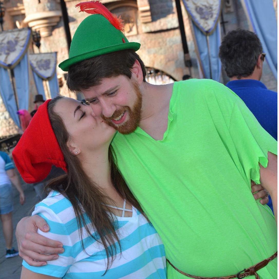 Our first Halloween together we found ourselves dressed up as Mr. Smee and Peter Pan in Disneyland