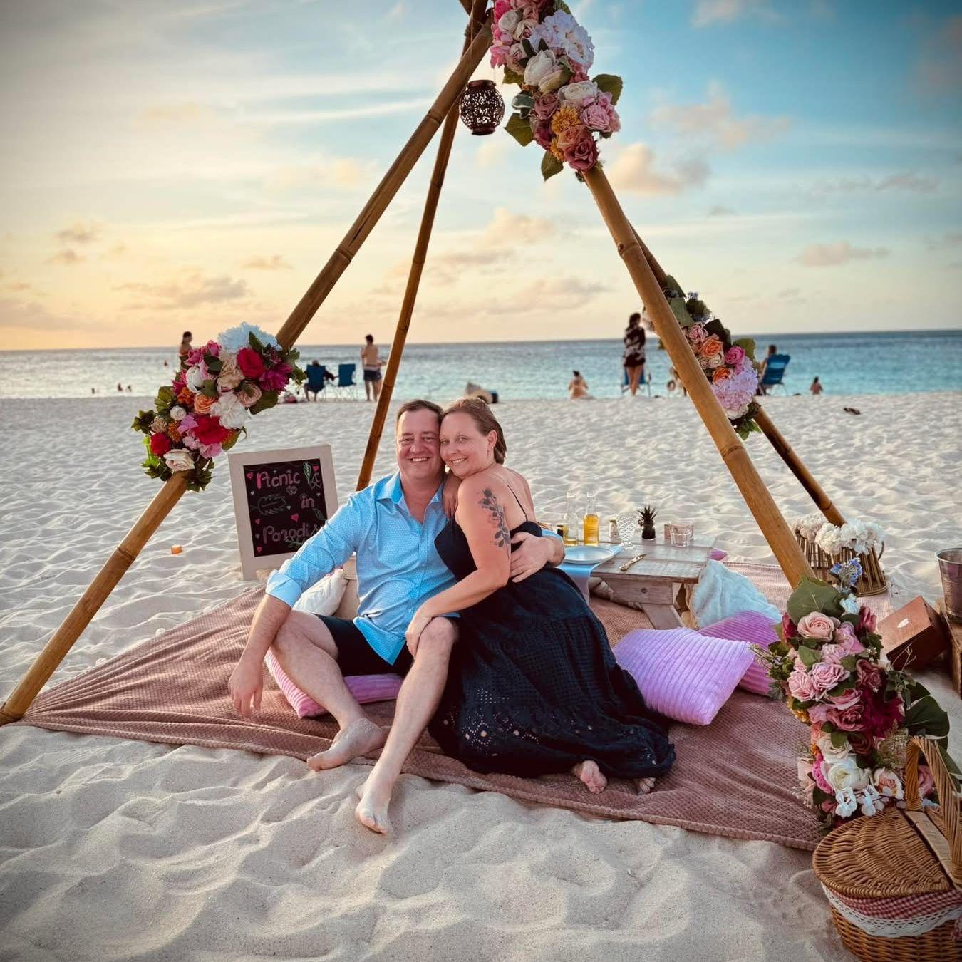 Aruba sunset picnic.