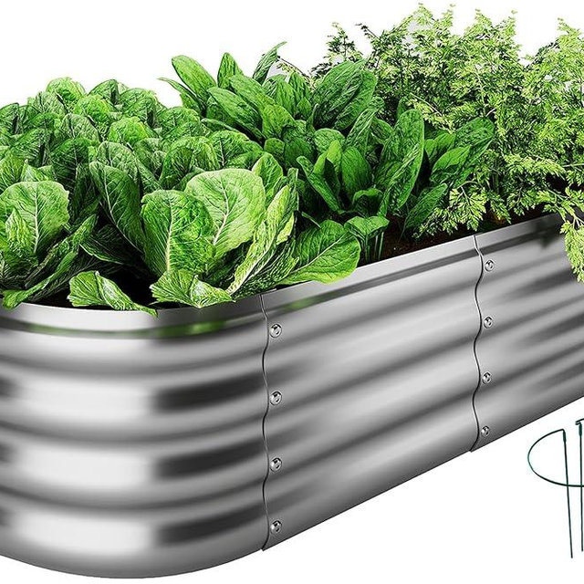 Galvanized Metal Planter Raised Garden Bed Kit for Gardening Outdoor，4x2x1ft Planter Grow Garden Box Raised Flower Bed