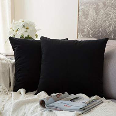 MIULEE Pack of 2, Velvet Soft Soild Decorative Square Throw Pillow Covers Set Cushion Cases Pillowcases for Sofa Bedroom Car18 x 18 Inch 45 x 45 cm