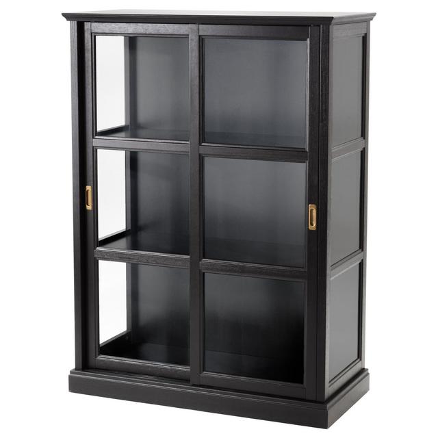MALSJÖ Glass-door cabinet, black stained40 1/2x18 7/8x55 1/2 "