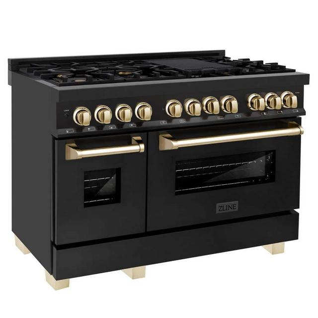 Autograph Edition 48" 6.0 cu. ft. Dual Fuel Range in Black Stainless Steel and Gold Accents