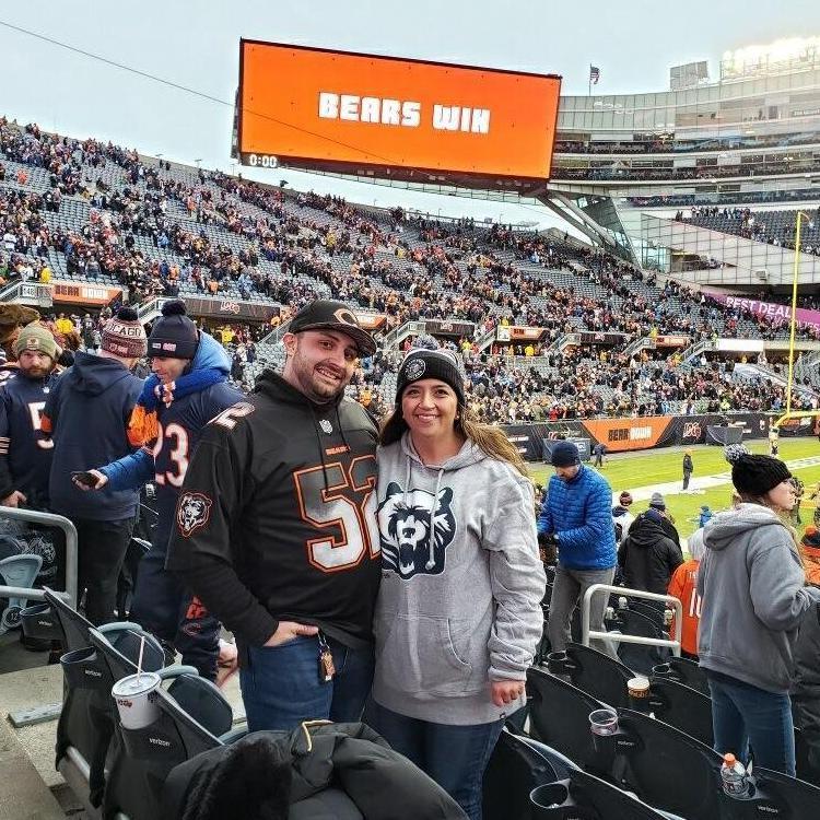 Our first Chicago Bears game (ever!) back in November 2019.