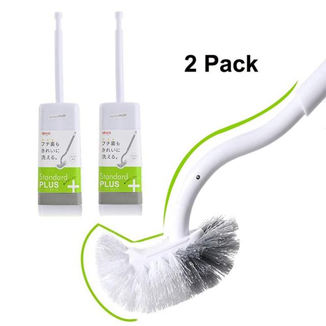 Marbrasse Slim Compact Bathroom Toilet Bowl Brush with Holder for Bathroom Stroage - Toilet Brush Sturdy, Deep Cleaning, Pack of 2 Set (2 Pack)