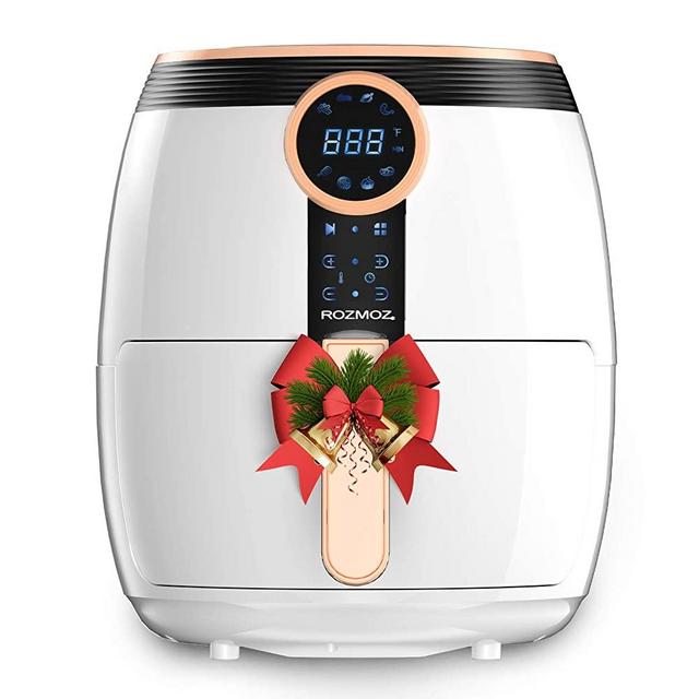Rozmoz Air Fryer, 4.7QT Air Fryer Oven, 8-in-1 Electric Hot Air Fryers Oven Oilless Cooker with Digital LCD Screen, Temp/Time Control, Auto Shutoff & Overheat Protection, Nonstick Basket, 1400W, 100 Recipes + 3 Accessories, White