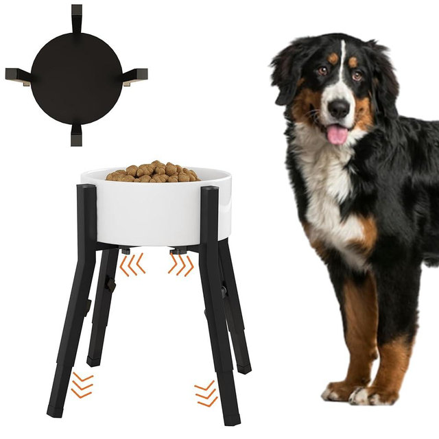 Piskyet Raised Dog Bowl Stand for Large Dogs Adjustable Elevated Dog Bowl Fits 6-10" Bowls, Height Adjustable to 7.5-15" Tall,Single Dog Bowl Food and Water Stand Feeder(Bowl not Included)