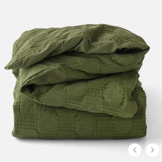 Green Woven Tally Duvet Cover
