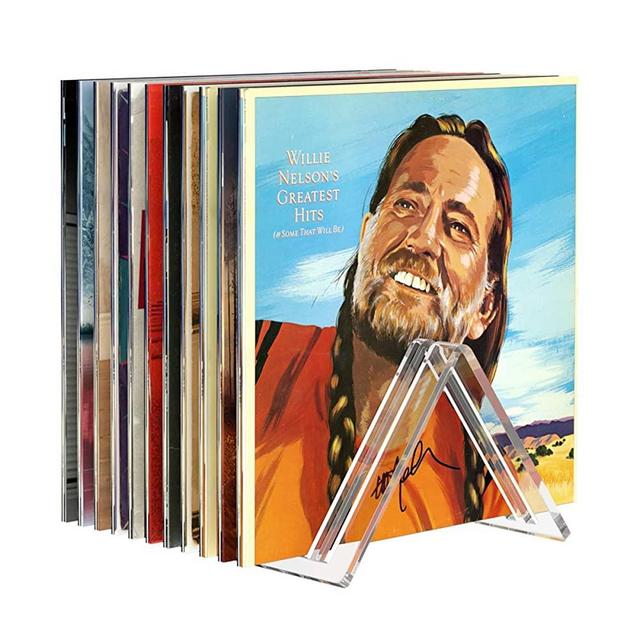 AITEE Record Storage Holder 2-Packs, Countertop Vinyl Record Organizer, Acrylic Album Record Racks Display, Contanier 24 Records with Sticky Note.