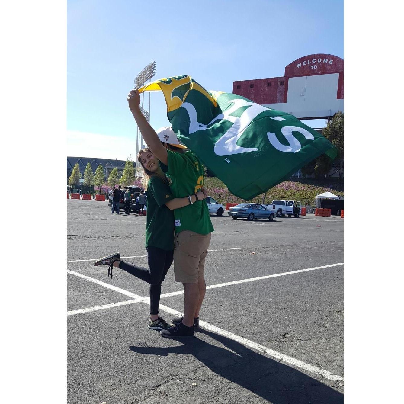 One of our many A's games dates!