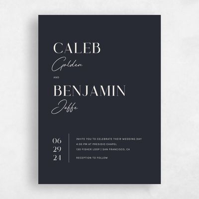 Charcoal, Black Wedding Invitation - Latona Portrait