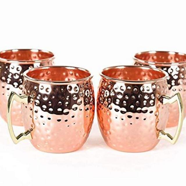 RV Hammered Copper Moscow Mule Mug with Brass Handle, 18oz