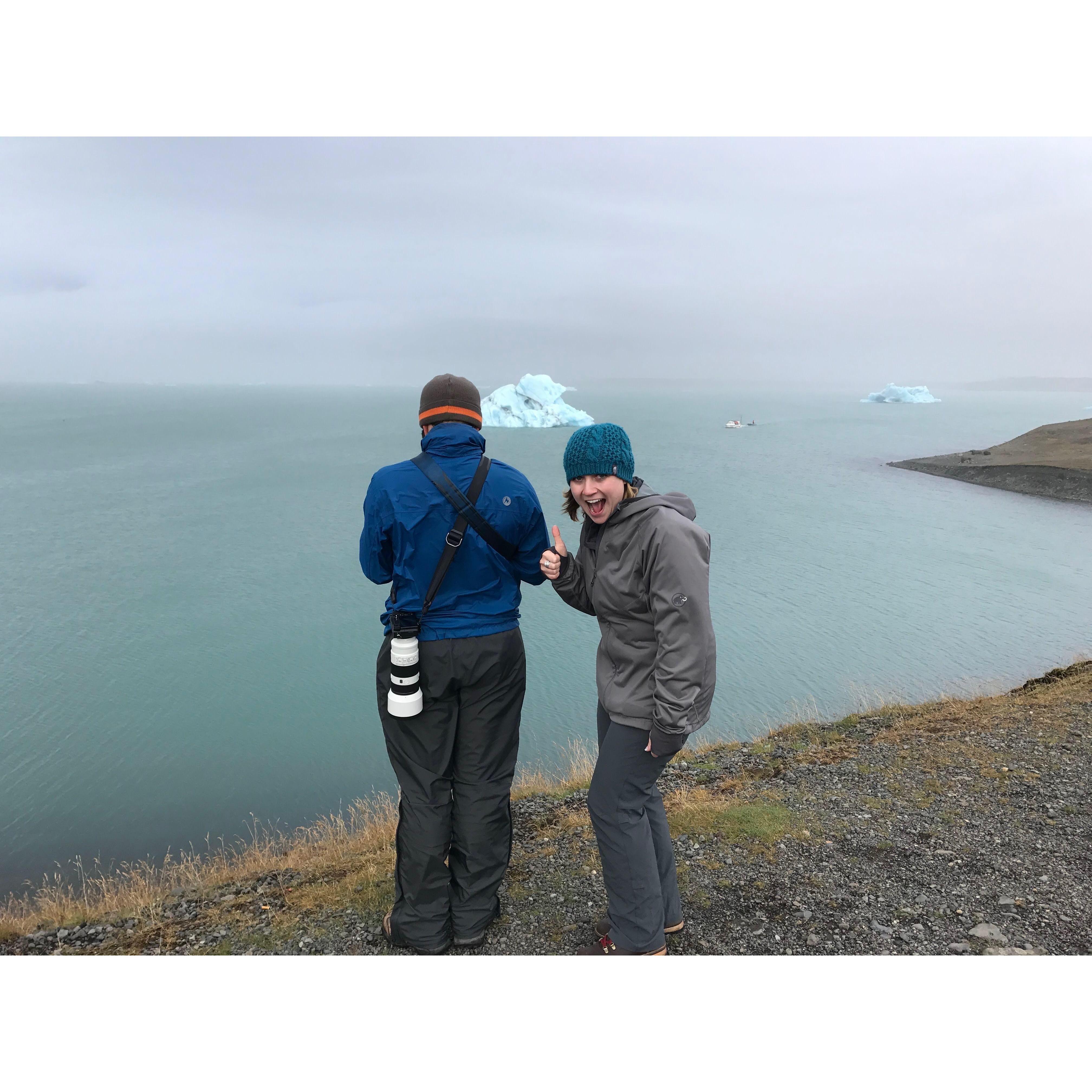 John was too busy photographing glaciers to propose during a trip to Iceland in September 2017.