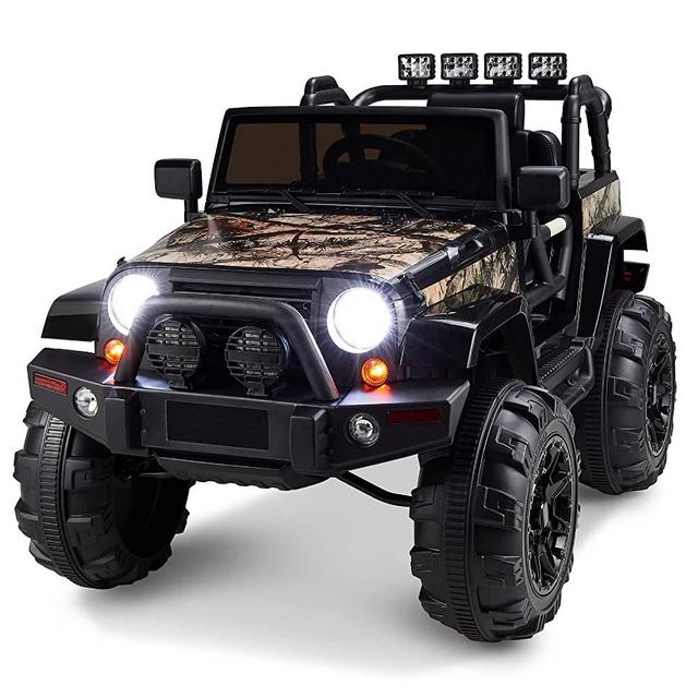 Best Choice Products Kids 12V Ride On Truck, Battery Powered Toy Car w/ Spring Suspension, Remote Control, 3 Speeds, LED Lights, Bluetooth - Camouflage