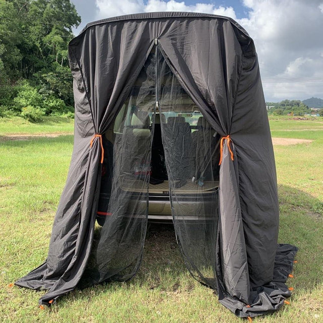 SUV Tailgate Shelter Tent Privacy Shelter Waterproof Black Portable Changing Room for Biking Toilet Shower Sleeping Beach Swimming L:W:H:4.9ft:4.9ft:7.5ft 6pcs Tent Pegs to fix