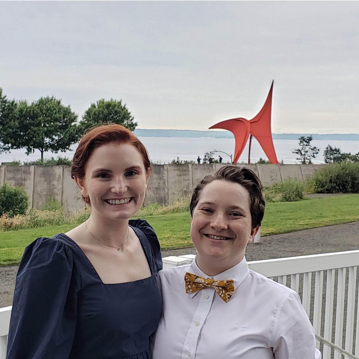 July 2022 - Enjoying a wedding reception in Seattle, WA with Leslie and Seth, Julia's sister and brother-in-law