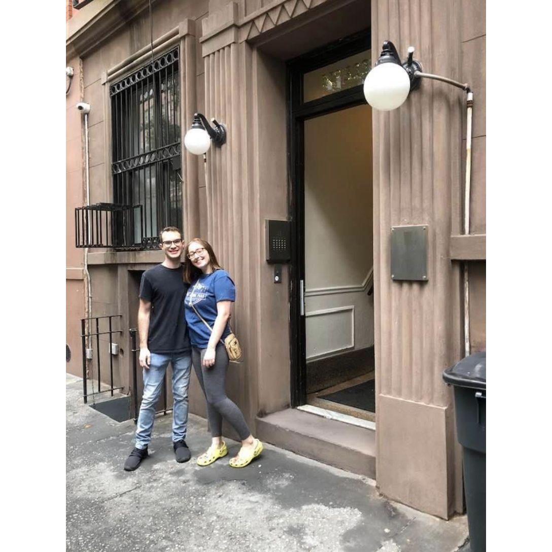 Infront of the building where we rented our first apartment together (503 E71st Street NYC), summer of 2021