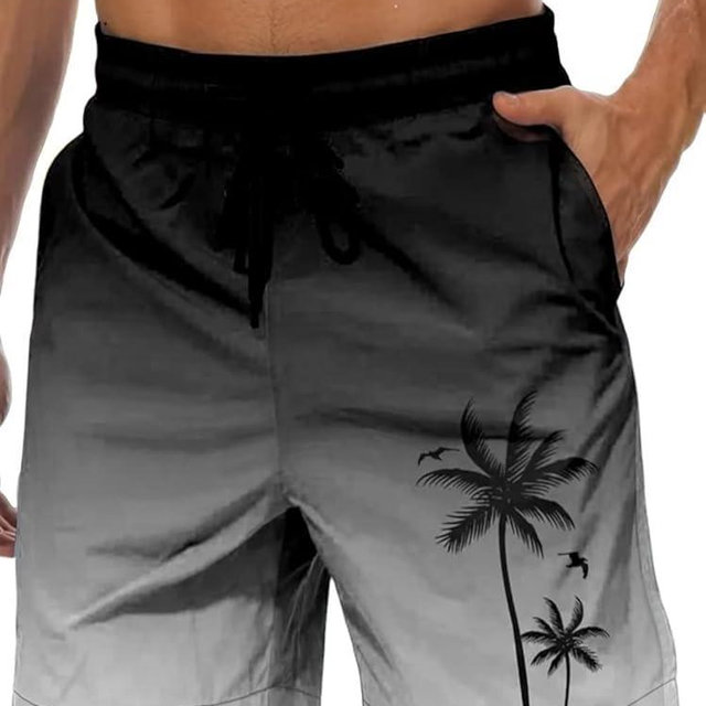 Men's Swim Trunks Hawaiian Bathing Mesh Lining Suit Swimsuits Beach Shorts with Pockets