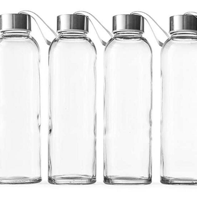 Epica 18-Oz. Glass Beverage Bottles, Set of 6 (Beverage Glasses + Carrying Loop Caps)