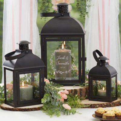 Laurels Of Love Personalized Candle Lantern 3 Piece Set