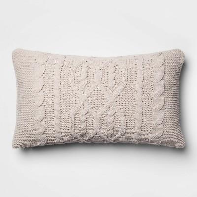 Oversized Stitched Lumbar Throw Pillow Neutral - Threshold™