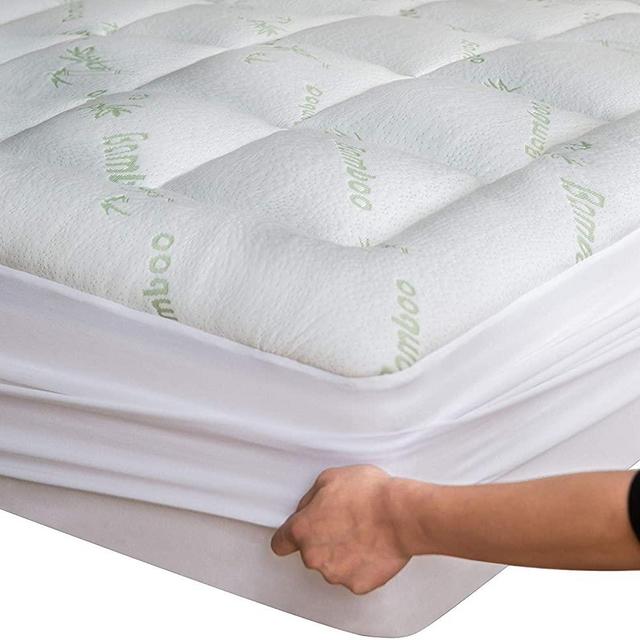 Niagara Sleep Solution Bamboo Mattress Topper Twin Cooling Breathable Extra Plush Thick Fitted 8-20 Inches Pillow Top Mattress Pad Rayon Cooling Ultra Soft (Bamboo, Twin 39x75 Inches)