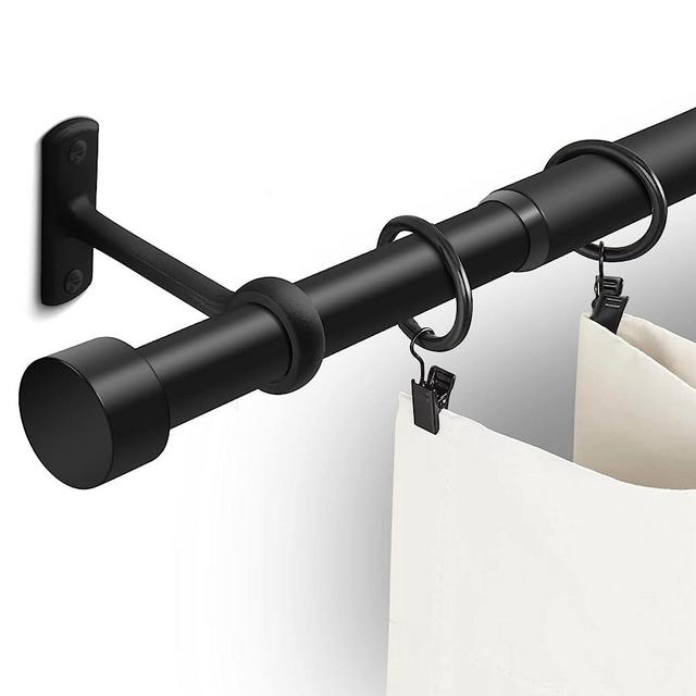 1 Inch Curtain Rods for Windows, 32 to 144 Inch Black Rustic Curtain Rod Set, Modern Design Drapery Rods with Brackets Room Divider Rods, Industrial Window Rods For Indoor and Outdoor