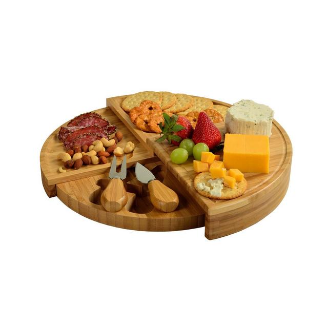 Picnic at Ascot Florence Multilevel Transforming Bamboo Cheese Board with Tools