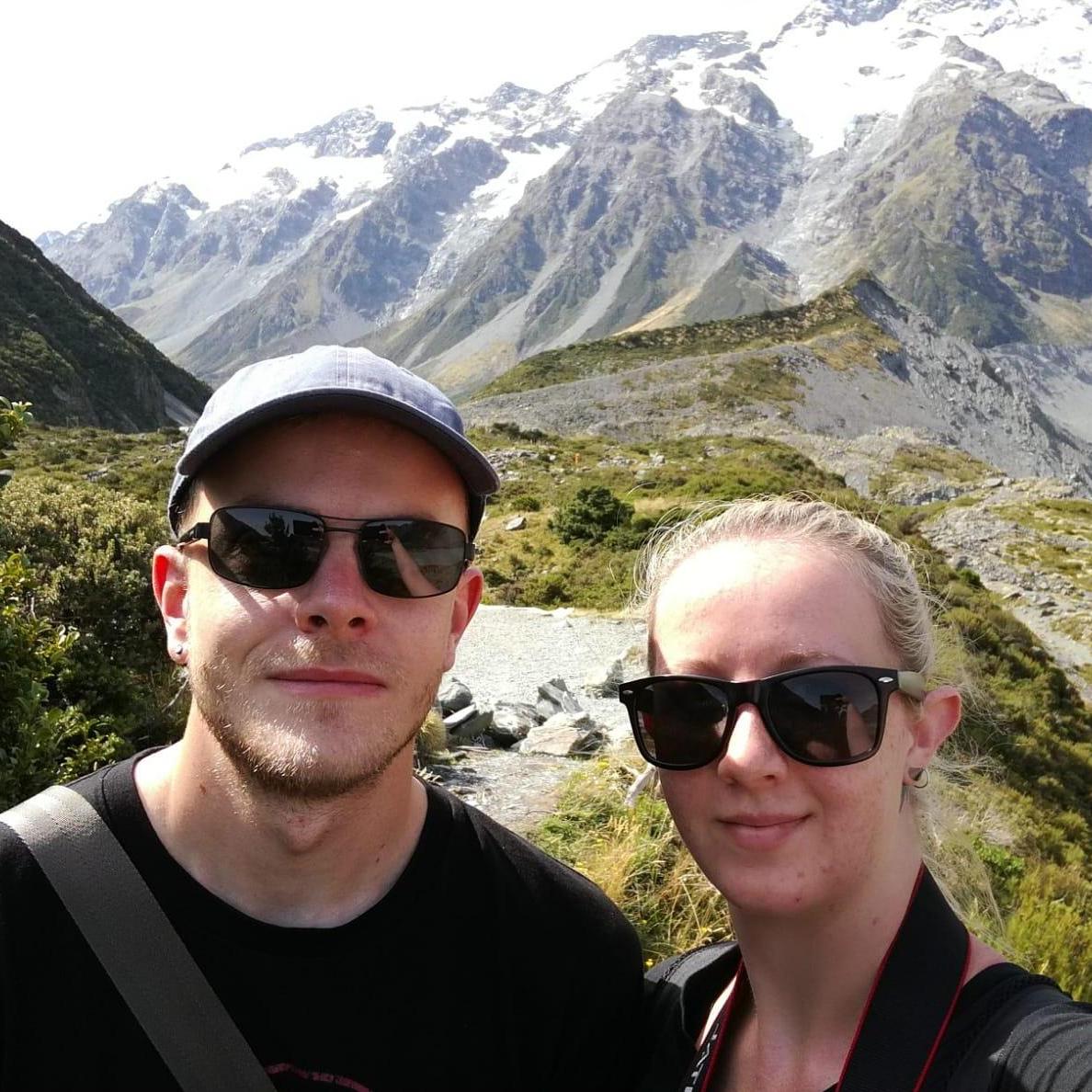 Doing the Hooker Valley walk in Mt Cook the day after Ben proposed!