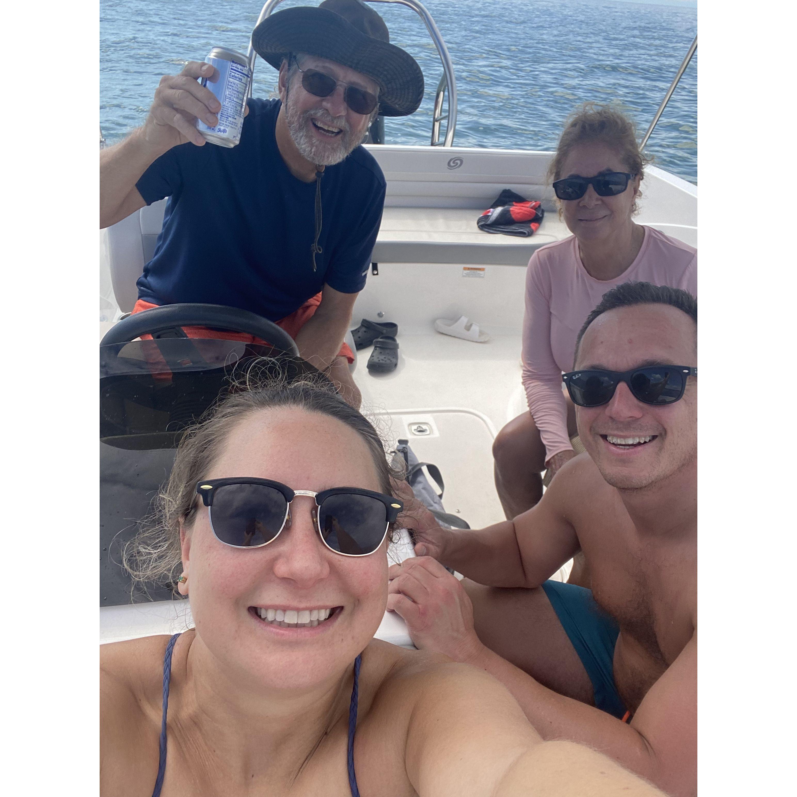 Nick's first trip on the boat to meet Sabrina's parents...STAMP OF APPROVAL! Marco Island, FL