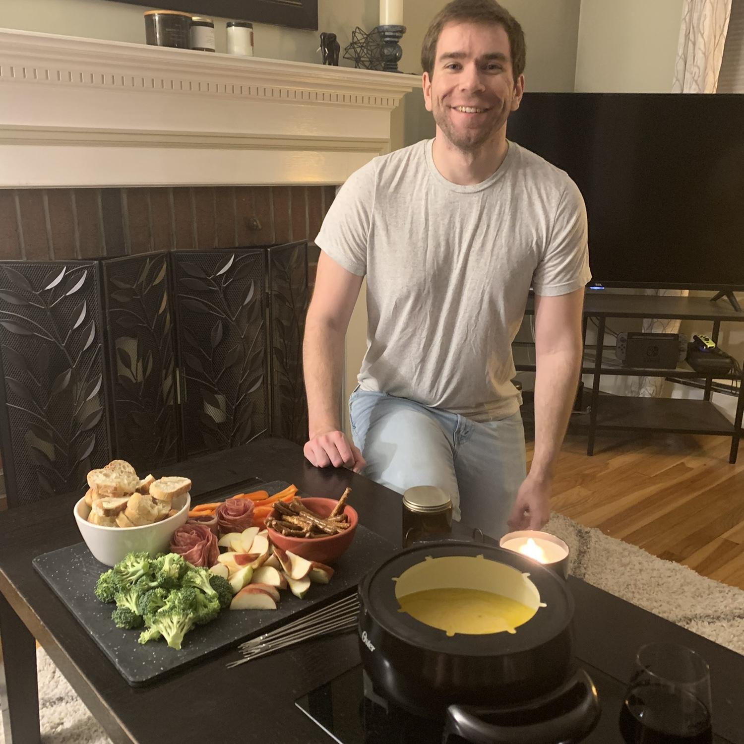 Every year for Valentine's Day Jon and Juliet celebrate with cheese and chocolate fondue ❤️