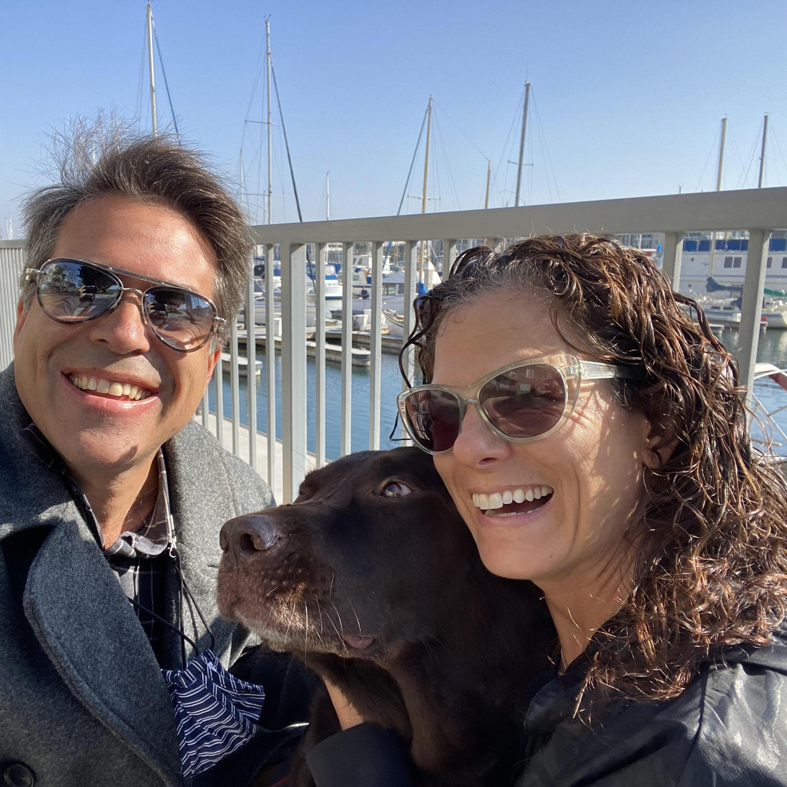 We enjoy our daily outing with our beautiful, chocolate Labrador, Atticus.