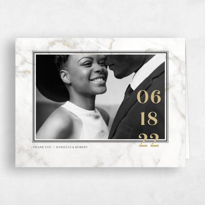 White Monogram Wedding Thank You - Benton Portrait